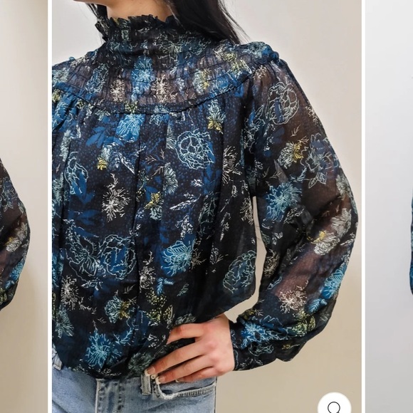 Bishop + Young smock neck blouse jasmine print size small - Picture 2 of 5